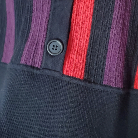 CABI Red Purple Stripe ROYAL PULLOVER CARDIGAN 3538 Sweater Long Sleeve MEDIUM - Picture 7 of 9
